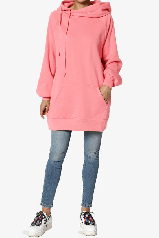Load image into Gallery viewer, Accie Side Drawstring Hooded Tunic Sweatshirts BRIGHT PINK_6
