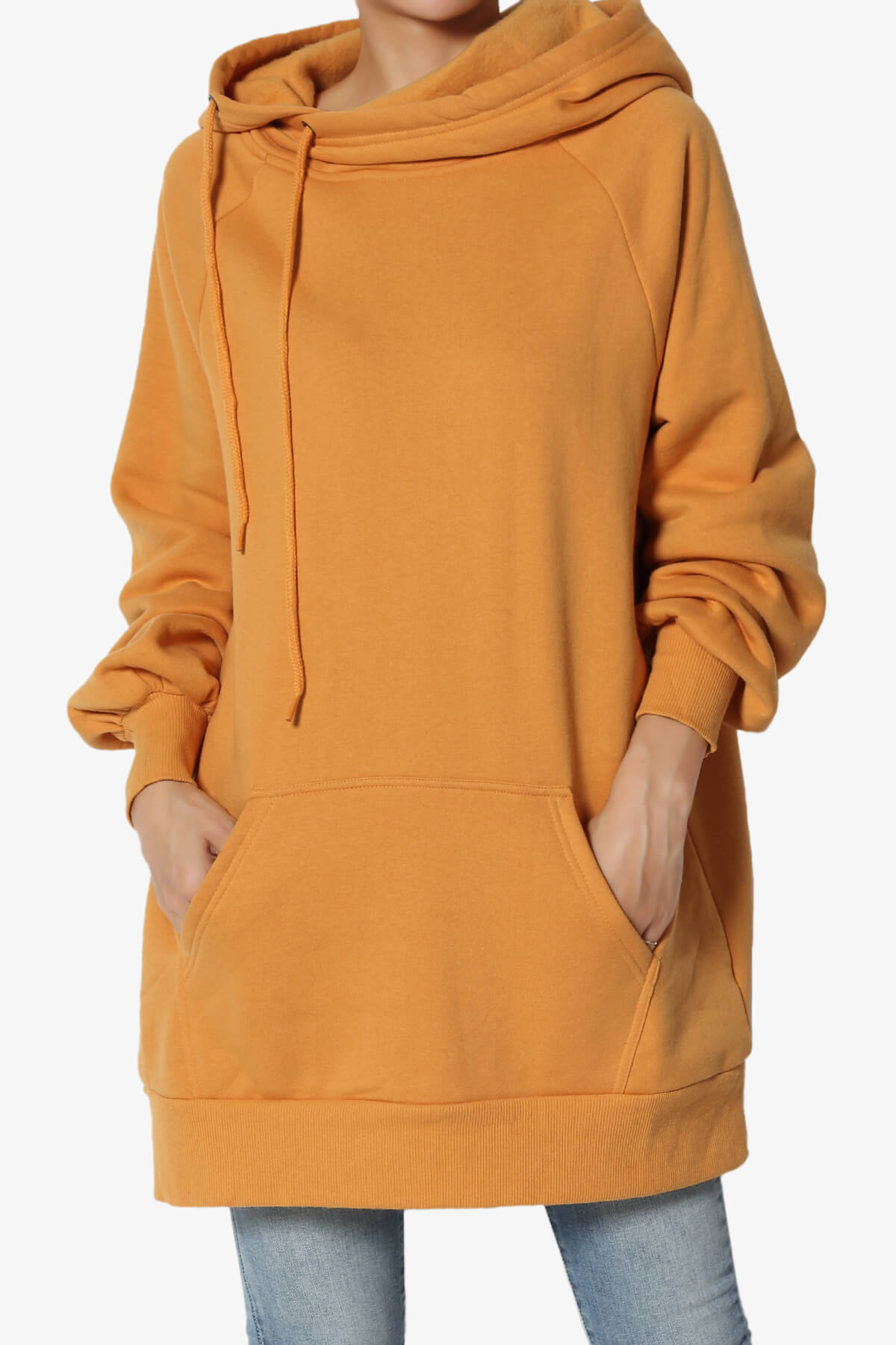 Load image into Gallery viewer, Accie Side Drawstring Hooded Tunic Sweatshirts GOLDEN MUSTARD_1
