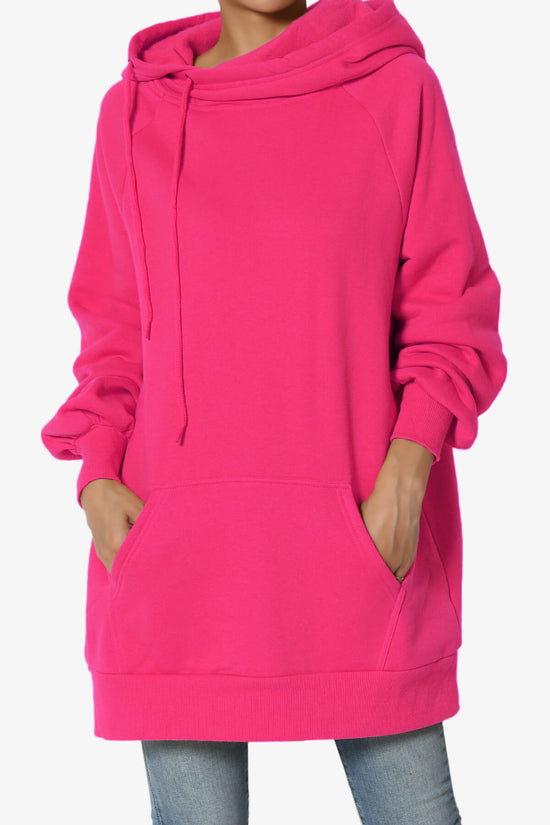 Accie Side Drawstring Hooded Tunic Sweatshirts HOT PINK_1