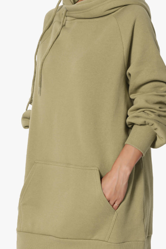 Load image into Gallery viewer, Accie Side Drawstring Hooded Tunic Sweatshirts KHAKI GREEN_5
