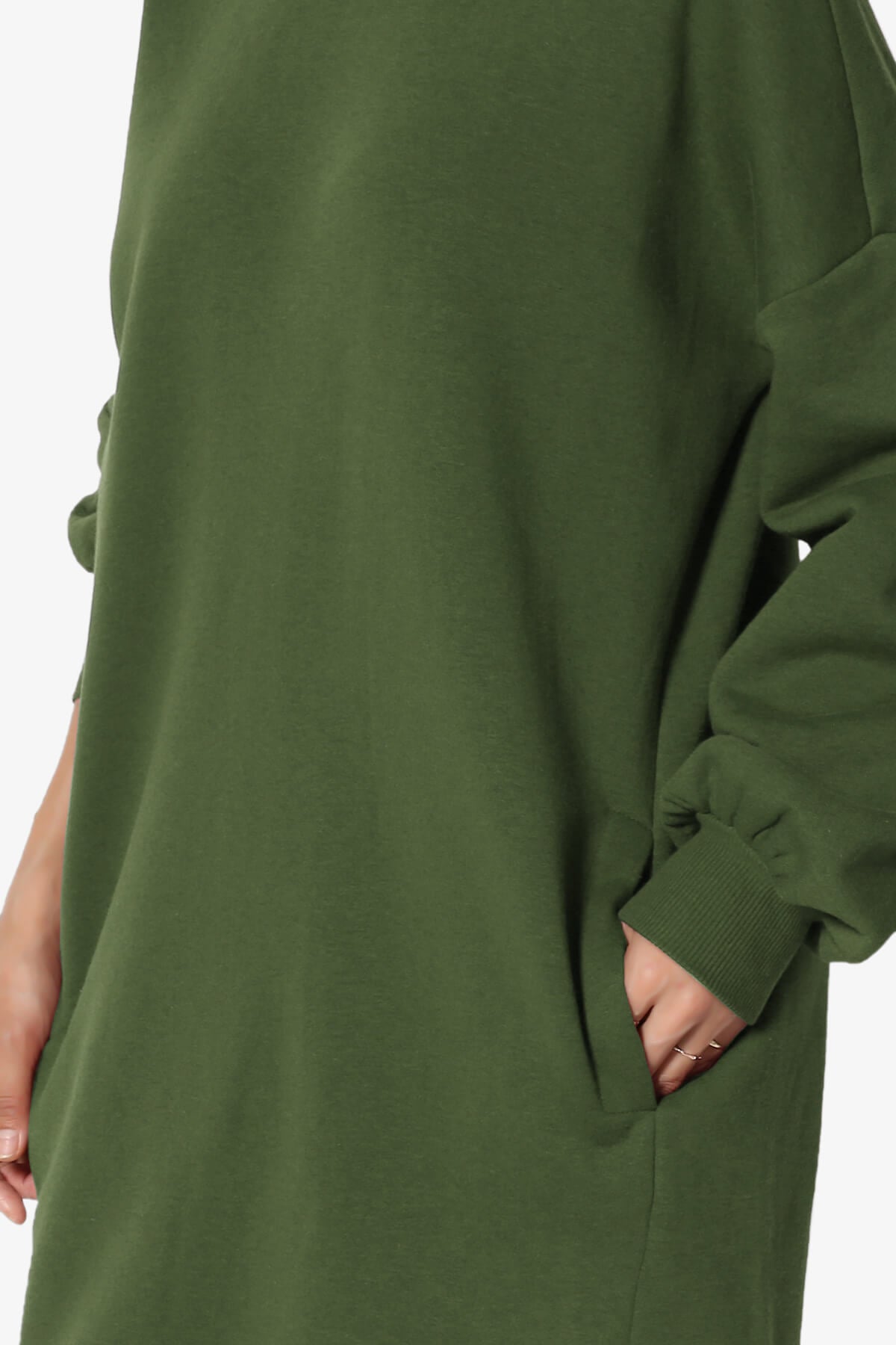 Accie Crew Neck Tunic Sweatshirt ARMY GREEN_5