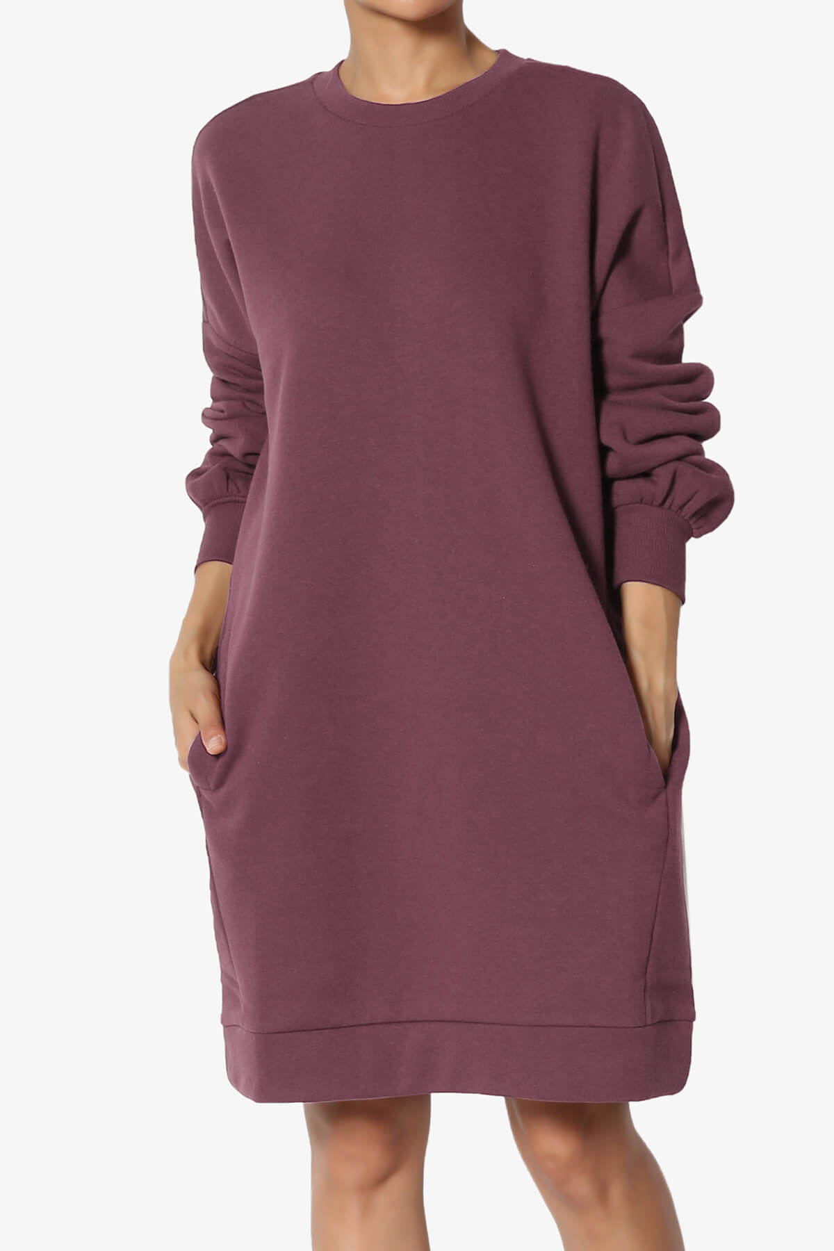 Accie Crew Neck Tunic Sweatshirt DUSTY PLUM_1