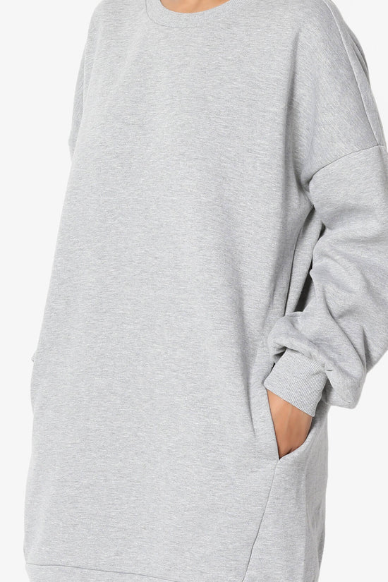 Accie Crew Neck Tunic Sweatshirt HEATHER GREY_5