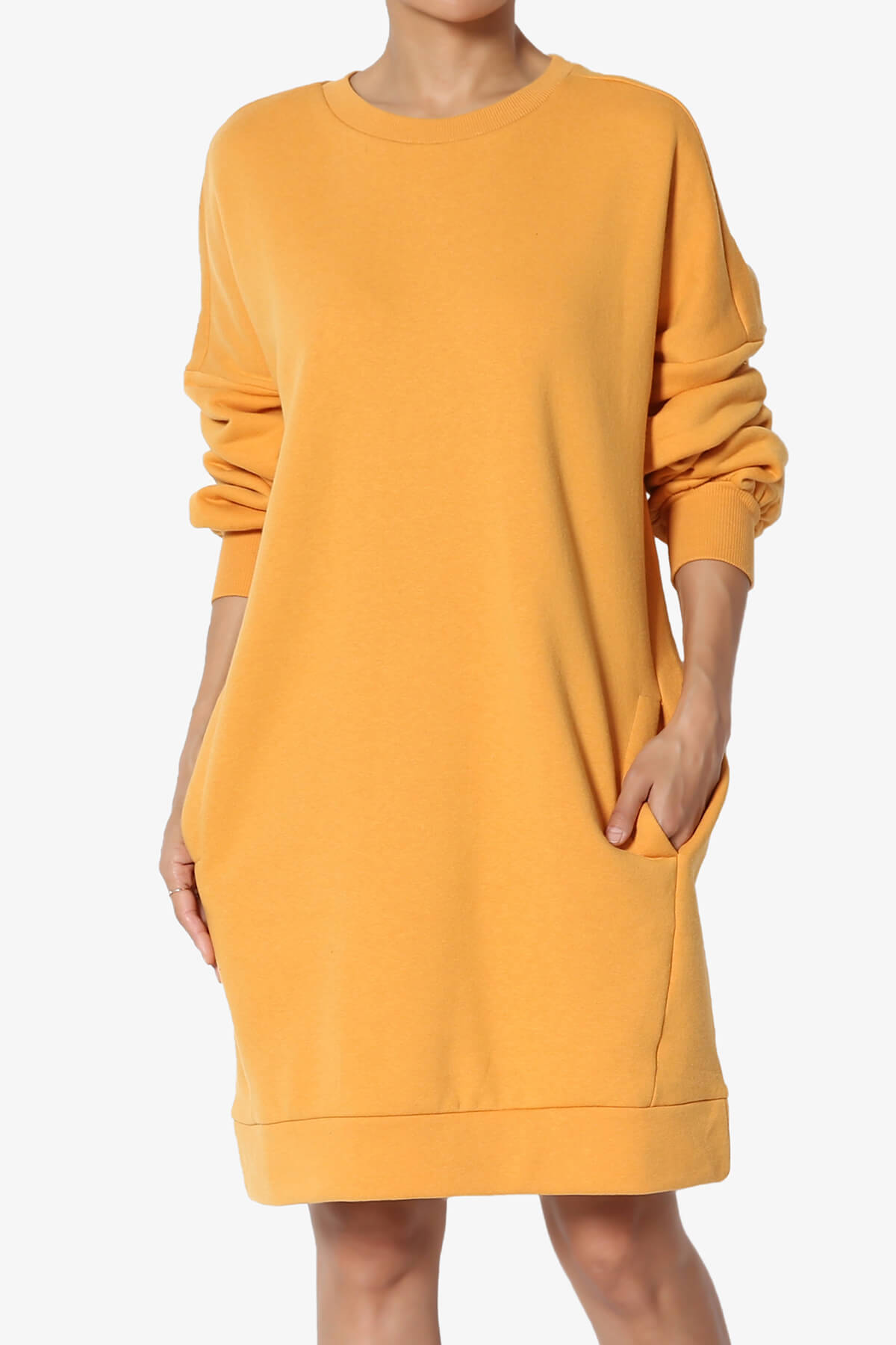 Accie Crew Neck Tunic Sweatshirt MUSTARD_1