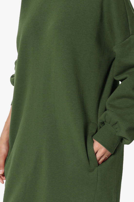 Accie V-Neck Tunic Sweatshirt ARMY GREEN_5