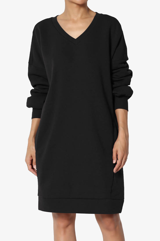 Load image into Gallery viewer, Accie V-Neck Tunic Sweatshirt BLACK_3
