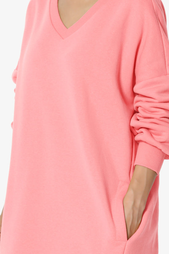 Load image into Gallery viewer, Accie V-Neck Tunic Sweatshirt BRIGHT PINK_5
