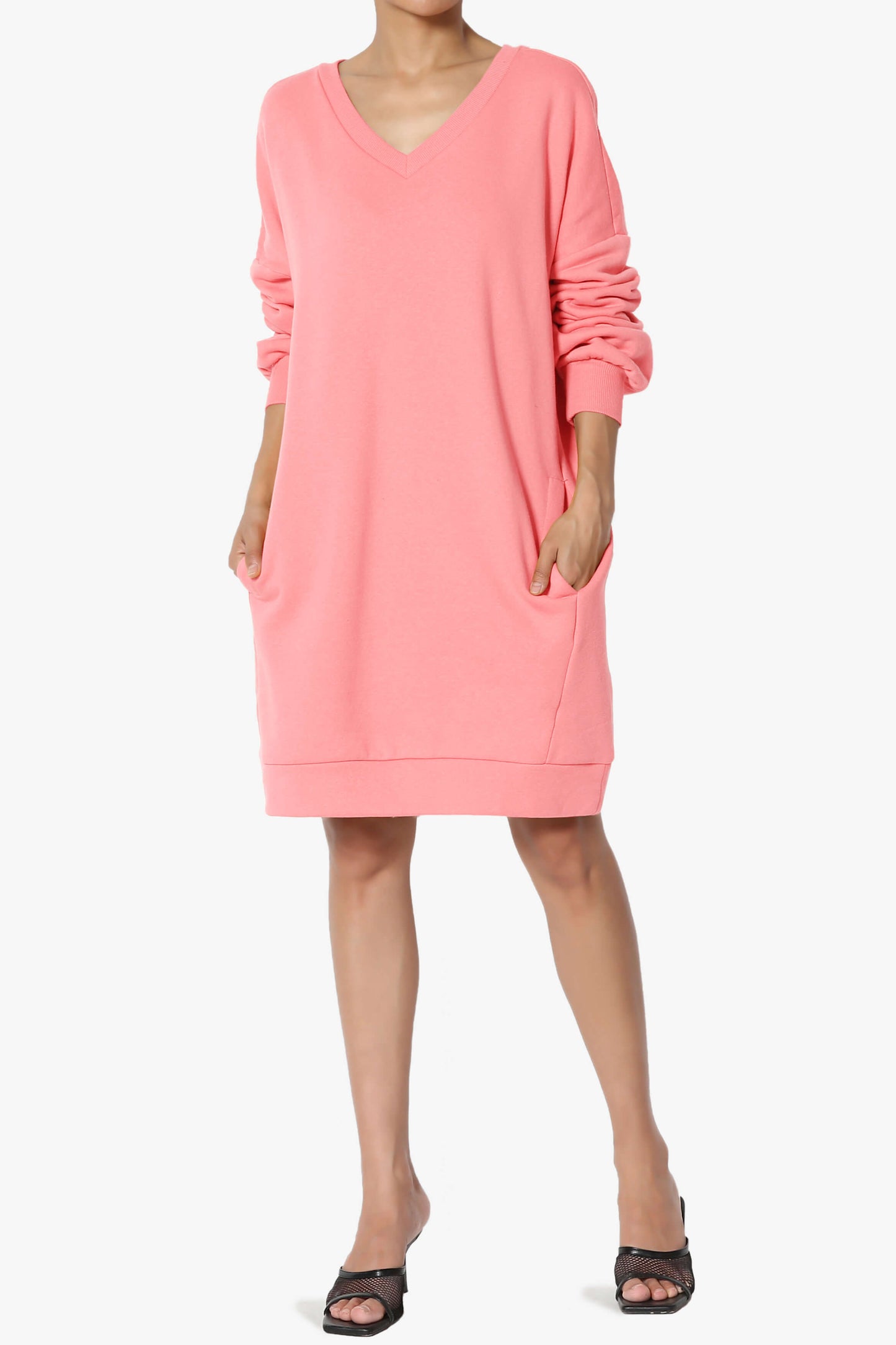 Load image into Gallery viewer, Accie V-Neck Tunic Sweatshirt BRIGHT PINK_6
