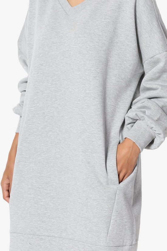 Load image into Gallery viewer, Accie V-Neck Tunic Sweatshirt HEATHER GREY_5
