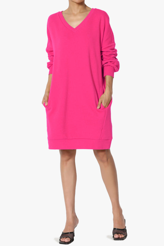 Load image into Gallery viewer, Accie V-Neck Tunic Sweatshirt HOT PINK_6
