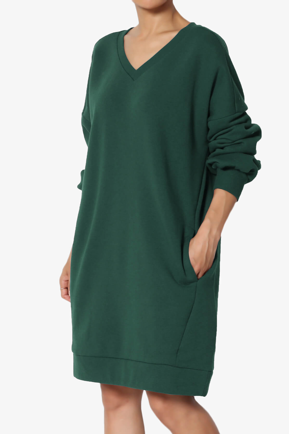 Load image into Gallery viewer, Accie V-Neck Tunic Sweatshirt HUNTER GREEN_1
