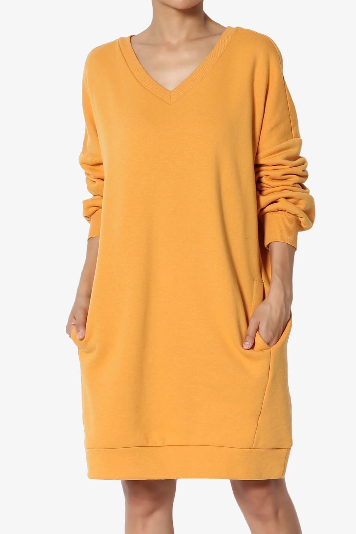 Load image into Gallery viewer, Accie V-Neck Tunic Sweatshirt MUSTARD_1
