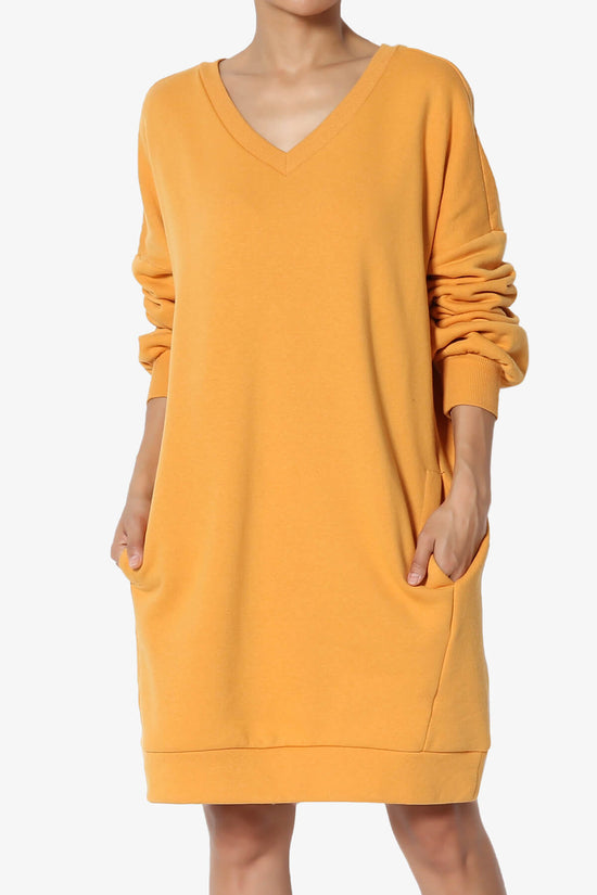 Load image into Gallery viewer, Accie V-Neck Tunic Sweatshirt MUSTARD_1
