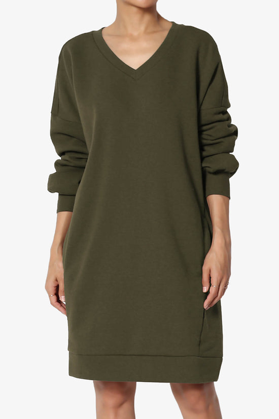 Load image into Gallery viewer, Accie V-Neck Tunic Sweatshirt OLIVE_3
