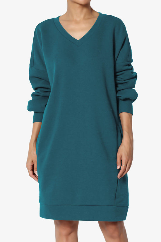 Load image into Gallery viewer, Accie V-Neck Tunic Sweatshirt TEAL_3

