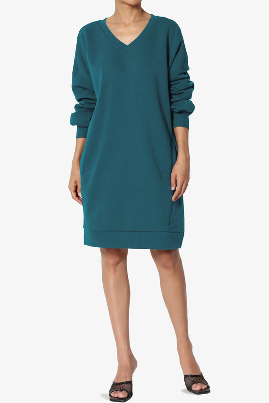 Load image into Gallery viewer, Accie V-Neck Tunic Sweatshirt TEAL_6
