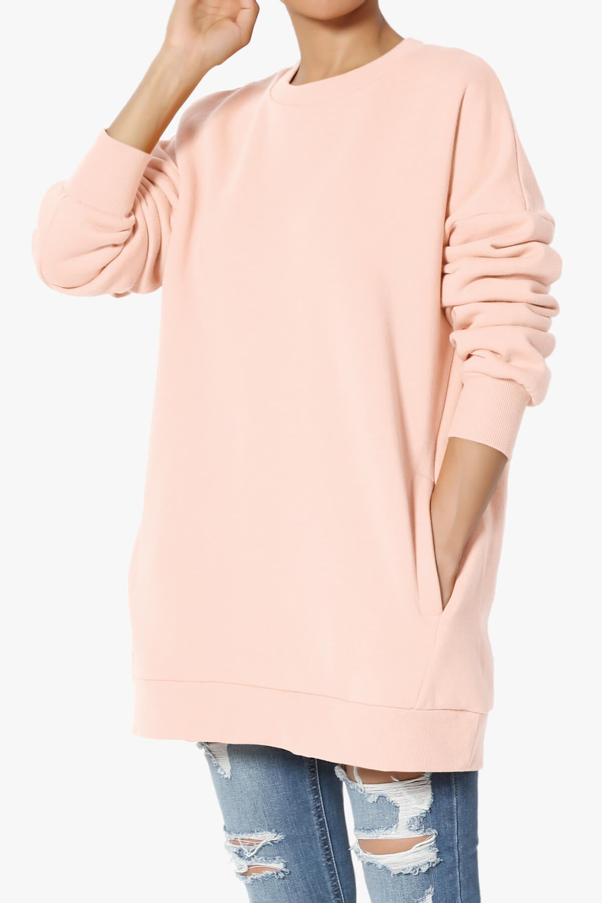 Load image into Gallery viewer, Accie Crew Neck Pullover Sweatshirts CREAM PINK_3
