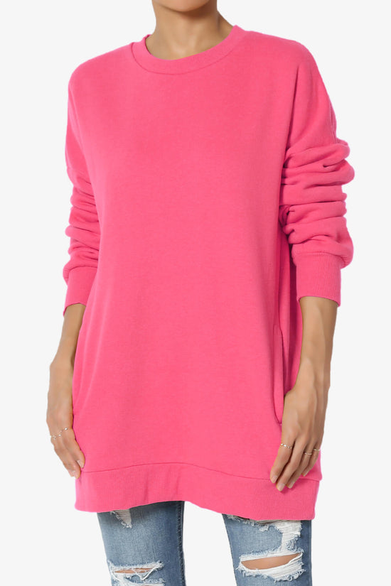 Accie Crew Neck Pullover Sweatshirts FUCHSIA_1