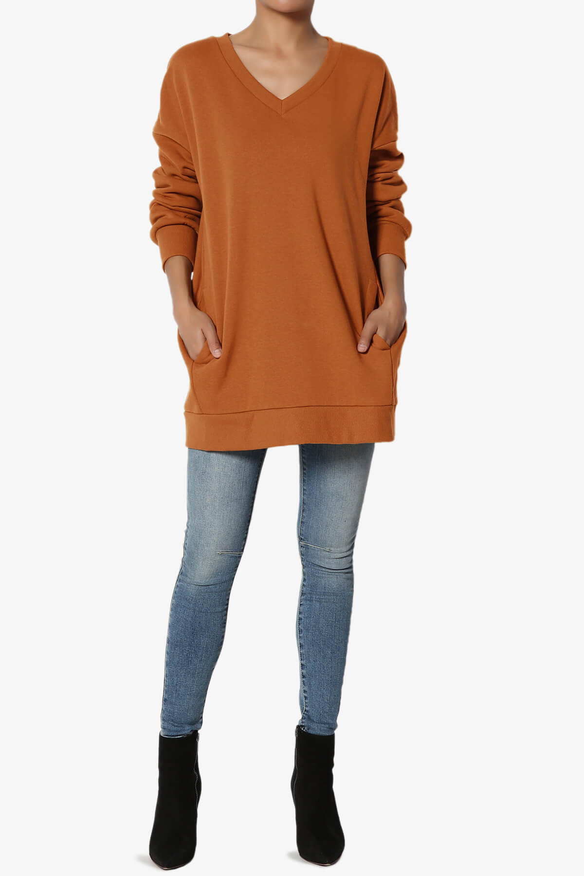 Accie V-Neck Pullover Sweatshirts ALMOND_6