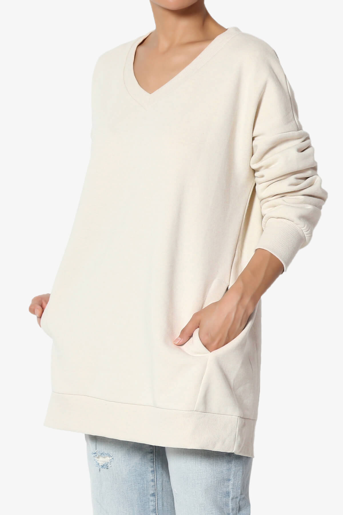 Load image into Gallery viewer, Accie V-Neck Pullover Sweatshirts CREAM_3
