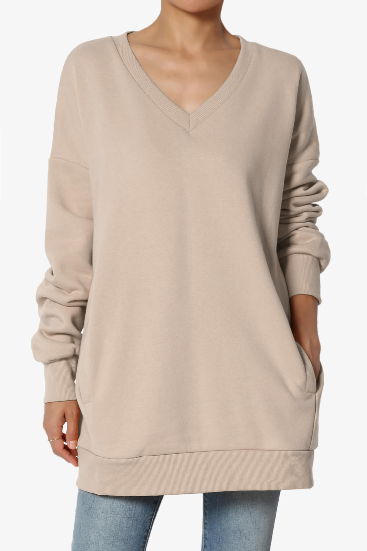Load image into Gallery viewer, Accie V-Neck Pullover Sweatshirts LIGHT MOCHA_1
