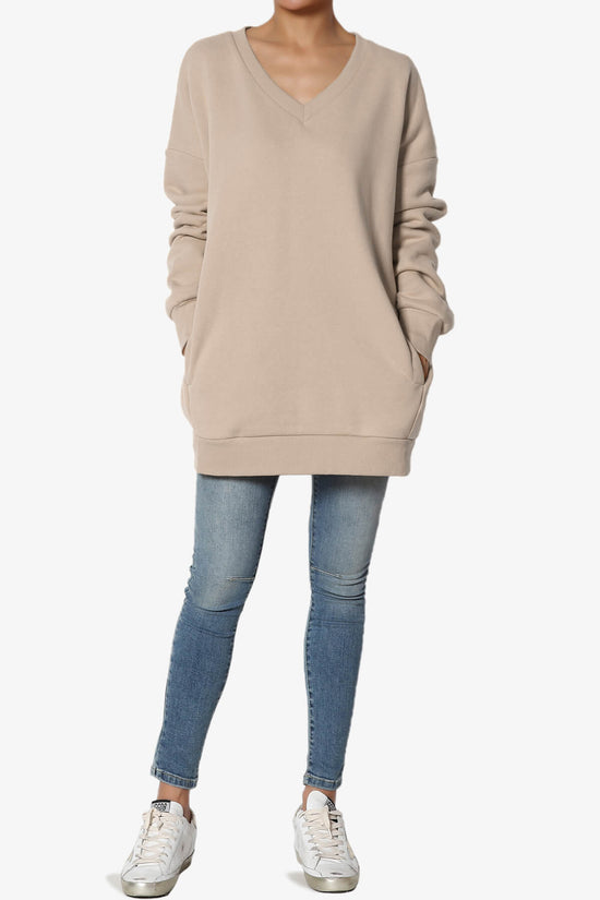 Load image into Gallery viewer, Accie V-Neck Pullover Sweatshirts LIGHT MOCHA_6
