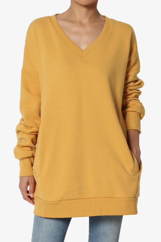 Accie V-Neck Pullover Sweatshirts LIGHT MUSTARD_1