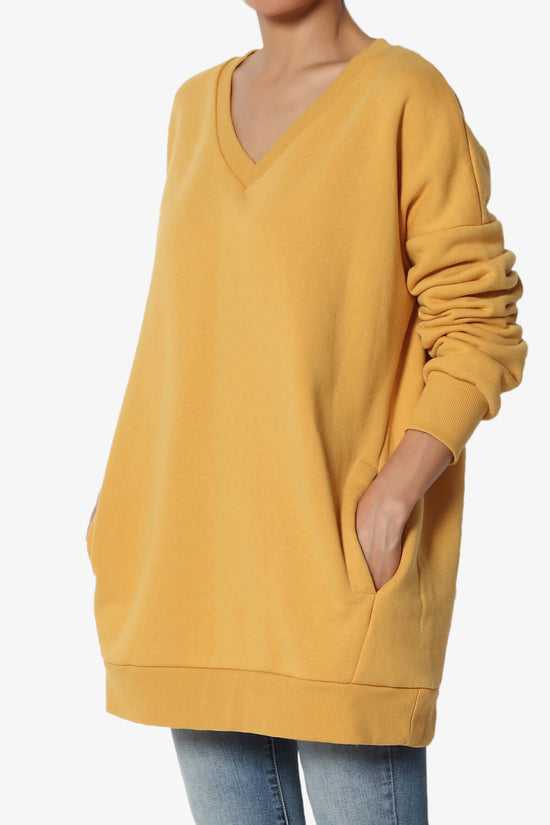 Accie V-Neck Pullover Sweatshirts LIGHT MUSTARD_3