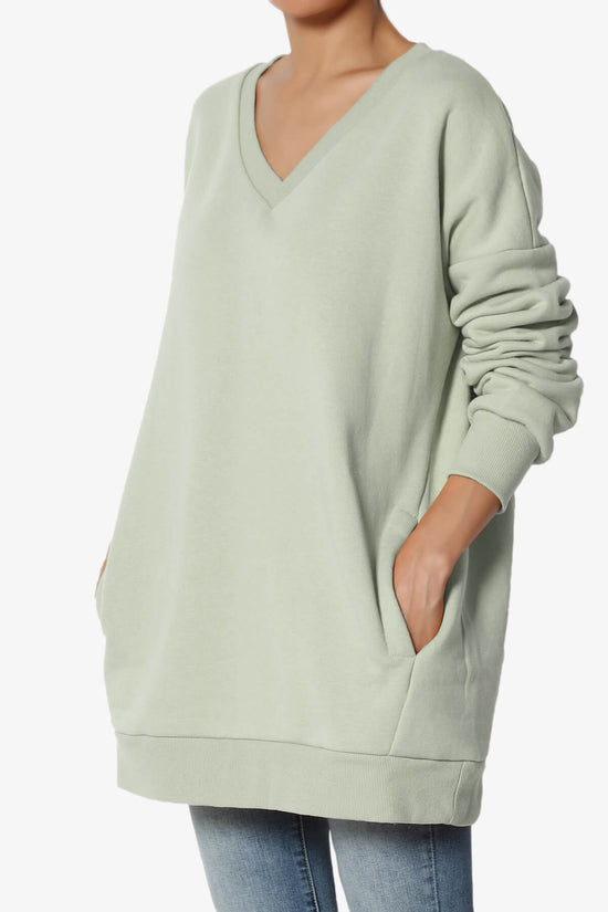 Accie V-Neck Pullover Sweatshirts LIGHT SAGE_3