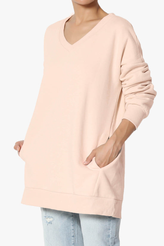 Load image into Gallery viewer, Accie V-Neck Pullover Sweatshirts LT PEACH_3
