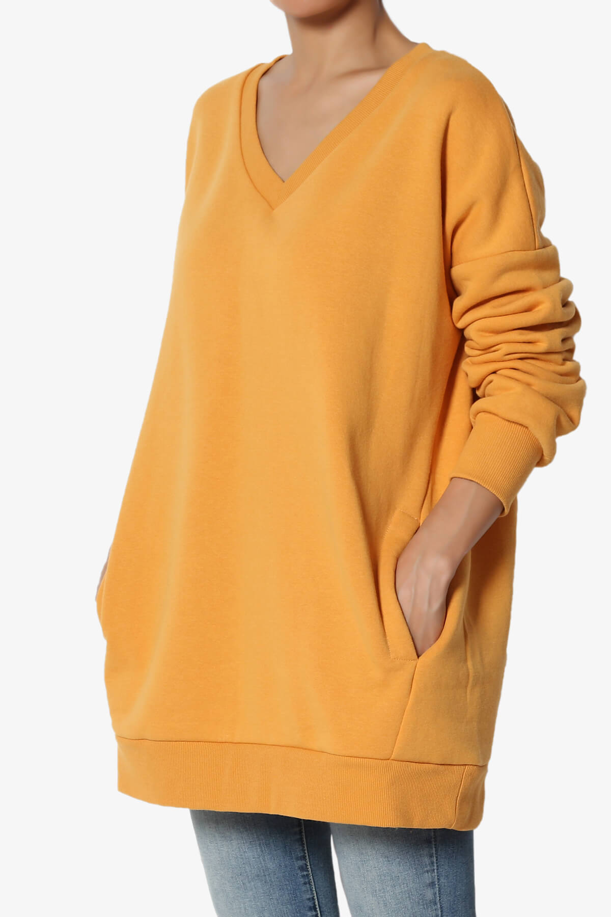Accie V-Neck Pullover Sweatshirts MUSTARD_3