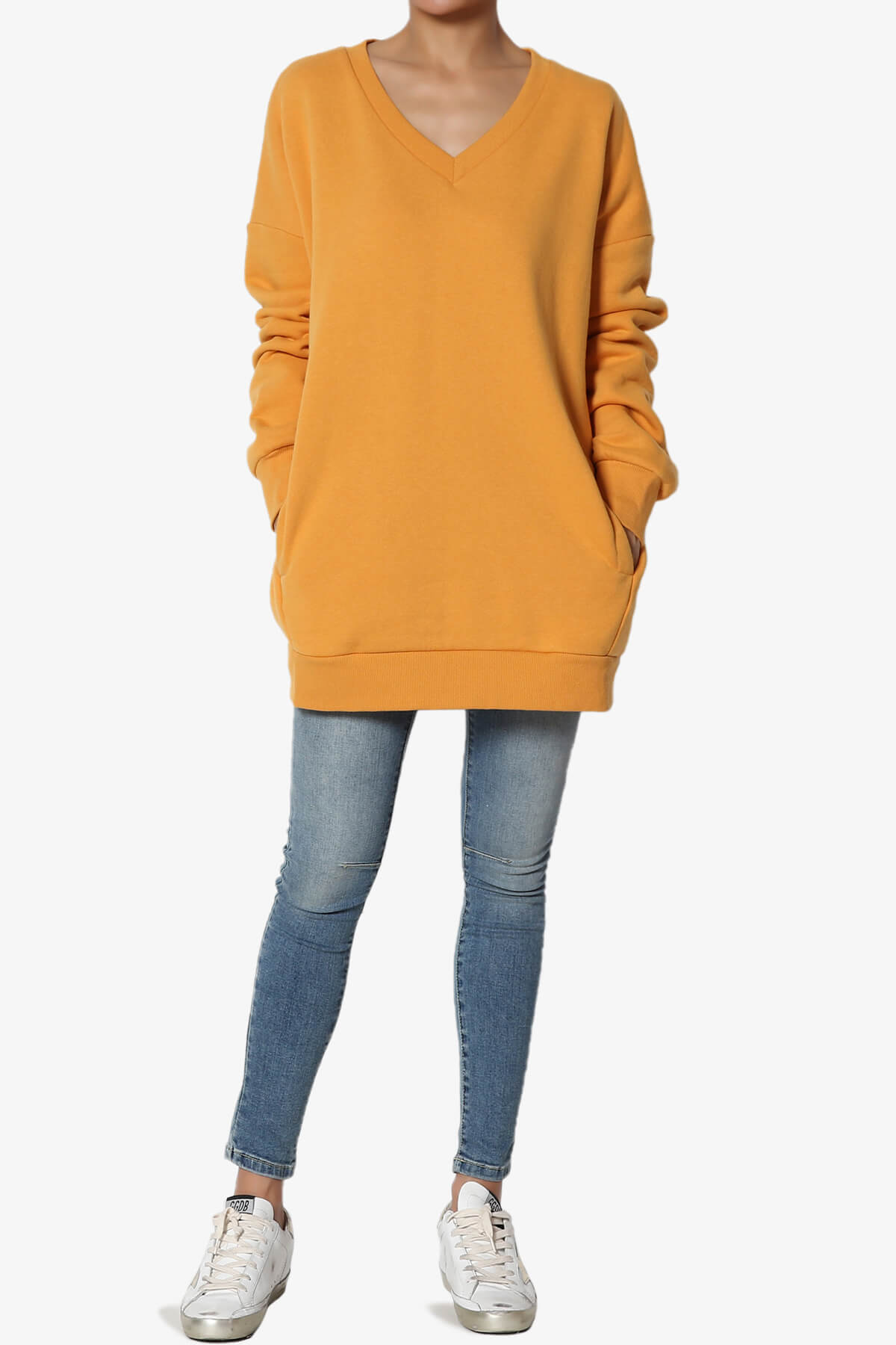 Accie V-Neck Pullover Sweatshirts MUSTARD_6
