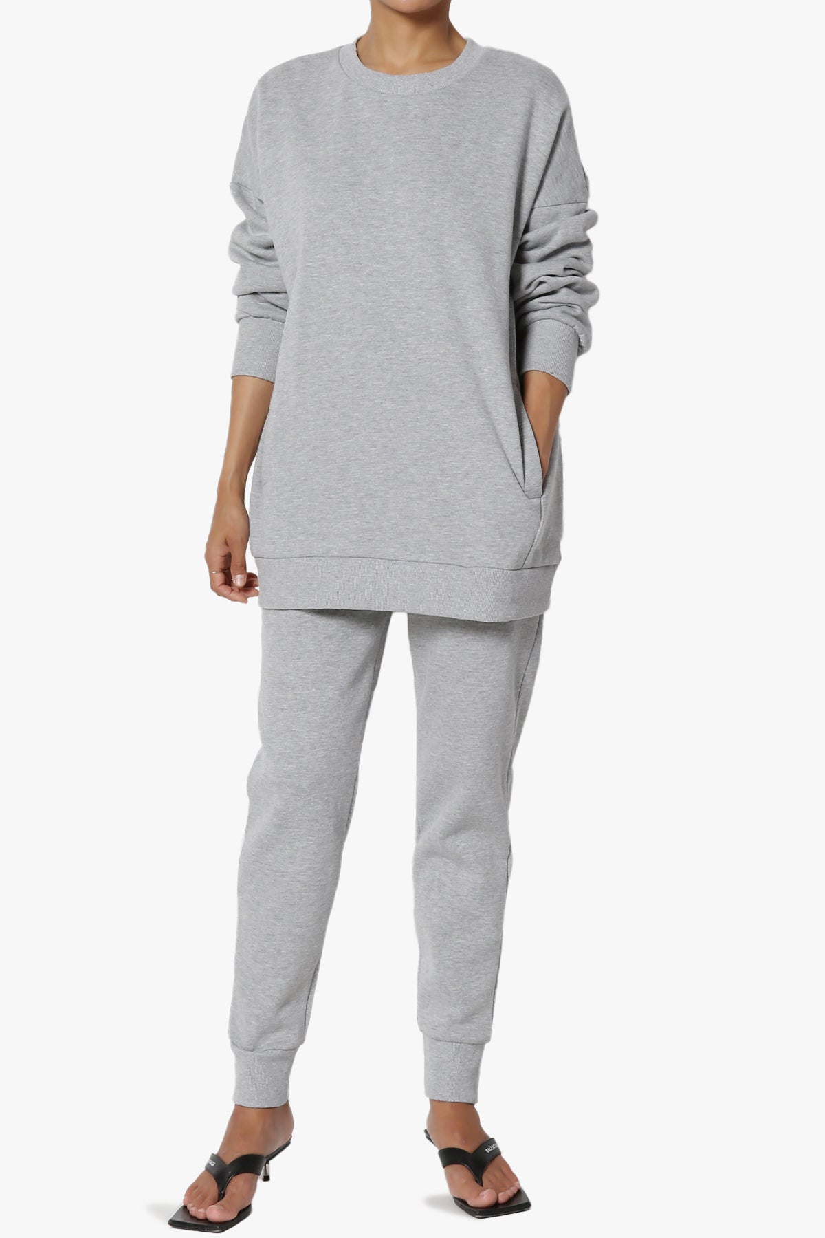 Load image into Gallery viewer, Accie Fleece Pullover &amp;amp; Jogger Set HEATHER GREY_1
