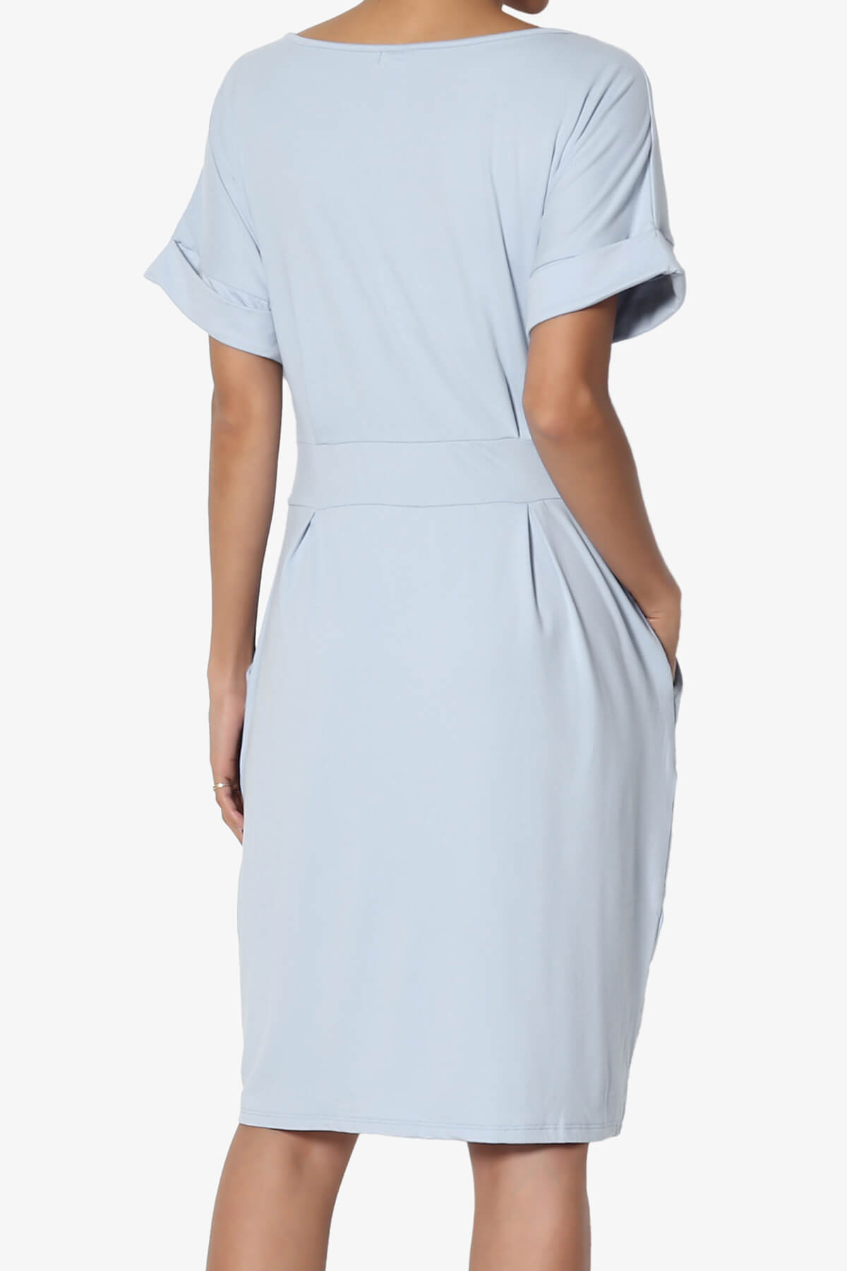 Load image into Gallery viewer, Pennie Tie Waist DTY Jersey Dress ASH BLUE_2

