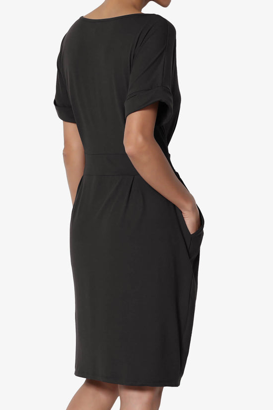Load image into Gallery viewer, Pennie Tie Waist DTY Jersey Dress BLACK_4
