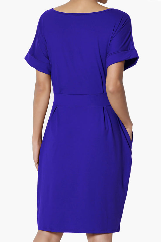 Load image into Gallery viewer, Pennie Tie Waist DTY Jersey Dress BRIGHT BLUE_2
