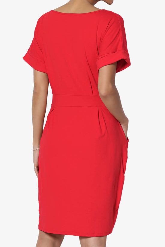 Pennie Tie Waist DTY Jersey Dress RED_2