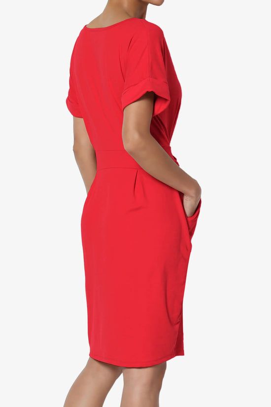 Pennie Tie Waist DTY Jersey Dress RED_4