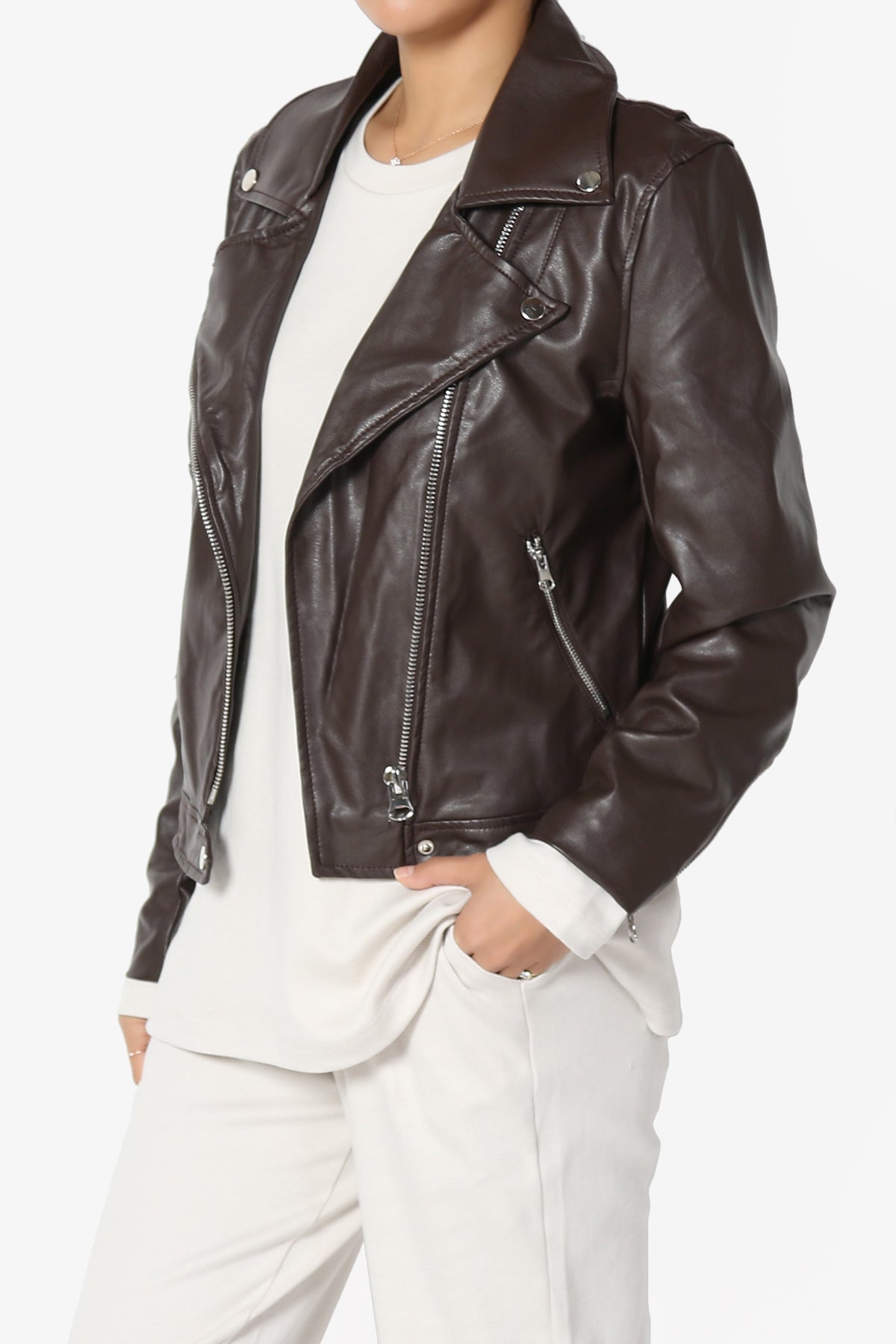 Tahani Faux Leather Biker Jacket