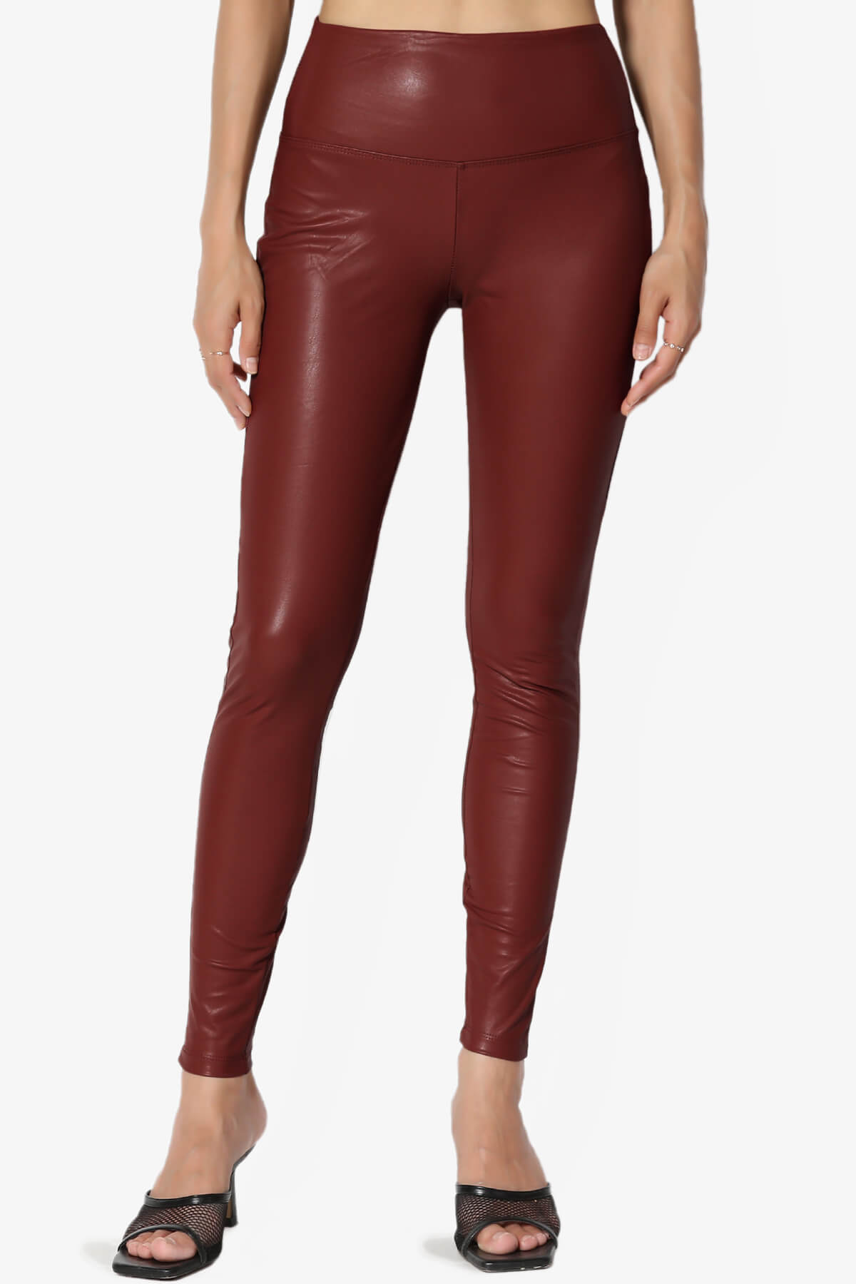 Zenana Outfitters Women's Faux Leather High Rise Ankle Leggings