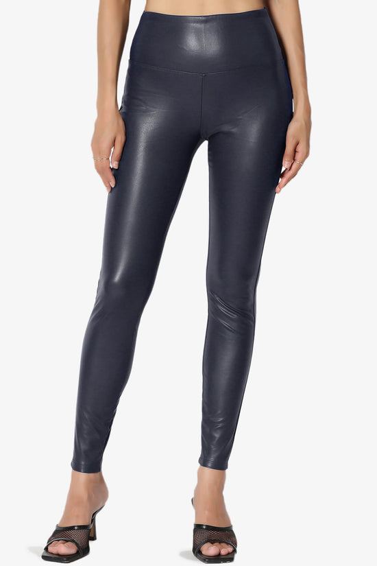Load image into Gallery viewer, Mayari High Rise Faux Leather Leggings NAVY_1
