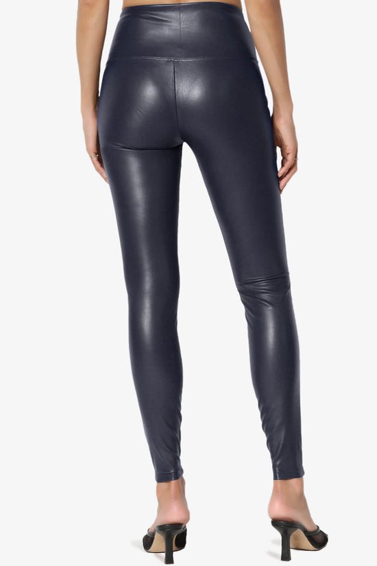 Load image into Gallery viewer, Mayari High Rise Faux Leather Leggings NAVY_2
