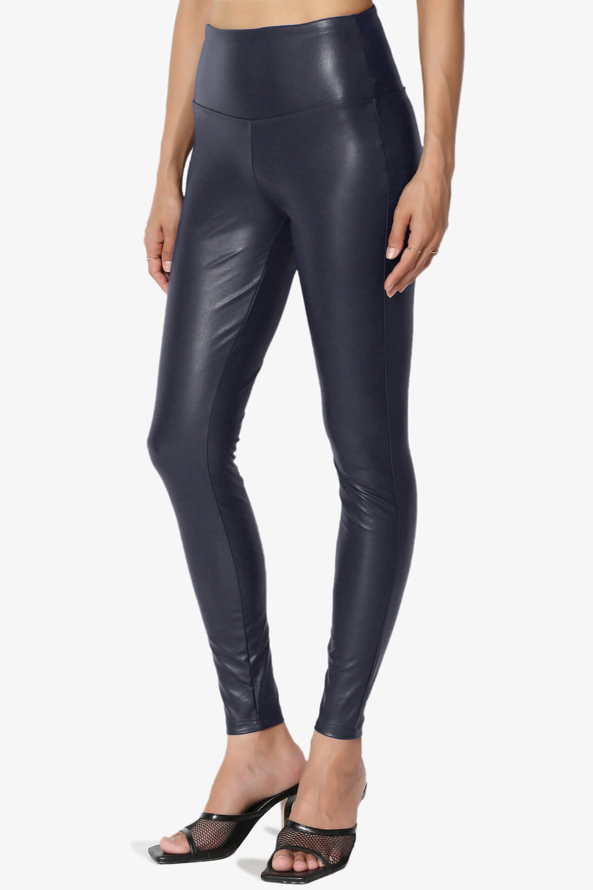 Load image into Gallery viewer, Mayari High Rise Faux Leather Leggings NAVY_3

