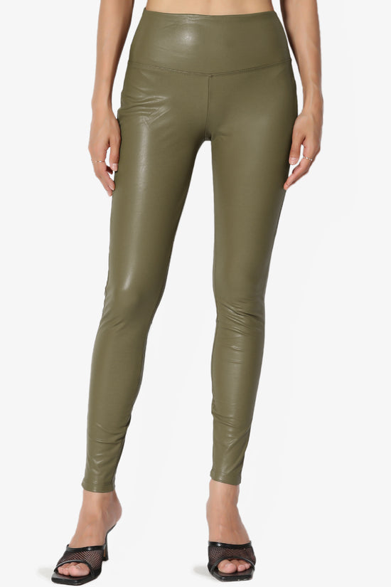Load image into Gallery viewer, Mayari High Rise Faux Leather Leggings OLIVE KHAKI_1
