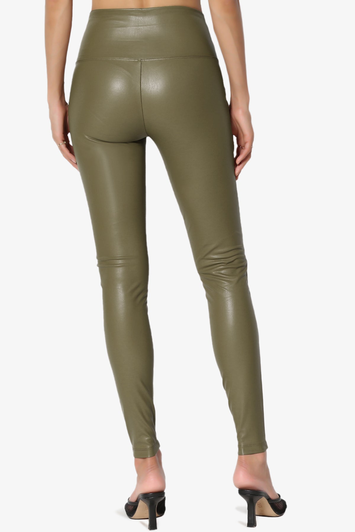 Load image into Gallery viewer, Mayari High Rise Faux Leather Leggings OLIVE KHAKI_2
