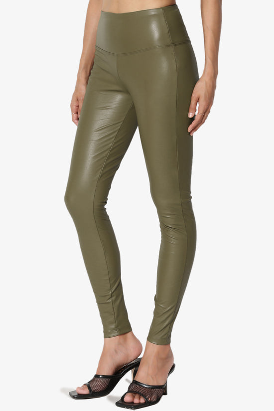 Load image into Gallery viewer, Mayari High Rise Faux Leather Leggings OLIVE KHAKI_3
