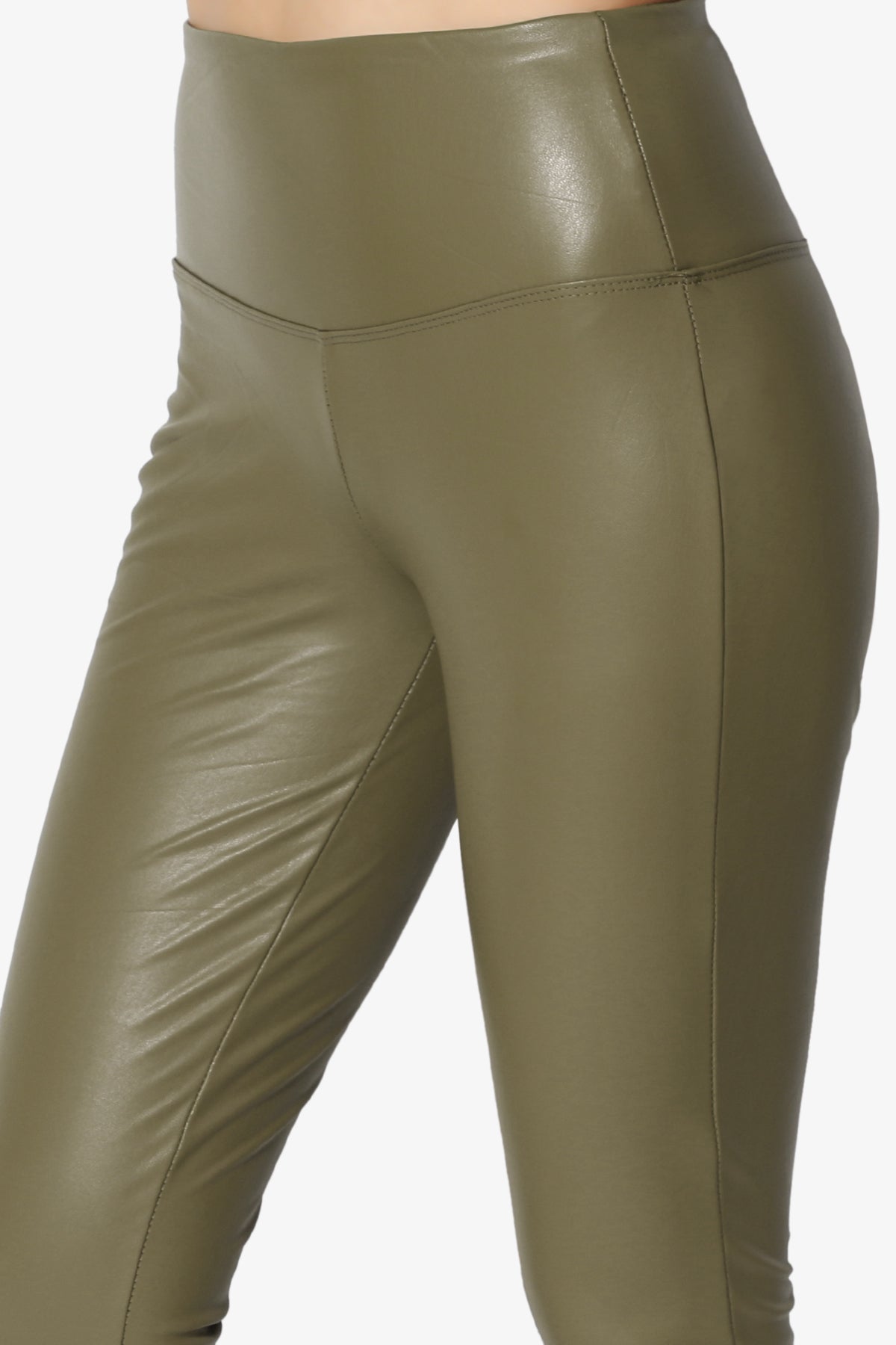 Load image into Gallery viewer, Mayari High Rise Faux Leather Leggings OLIVE KHAKI_5
