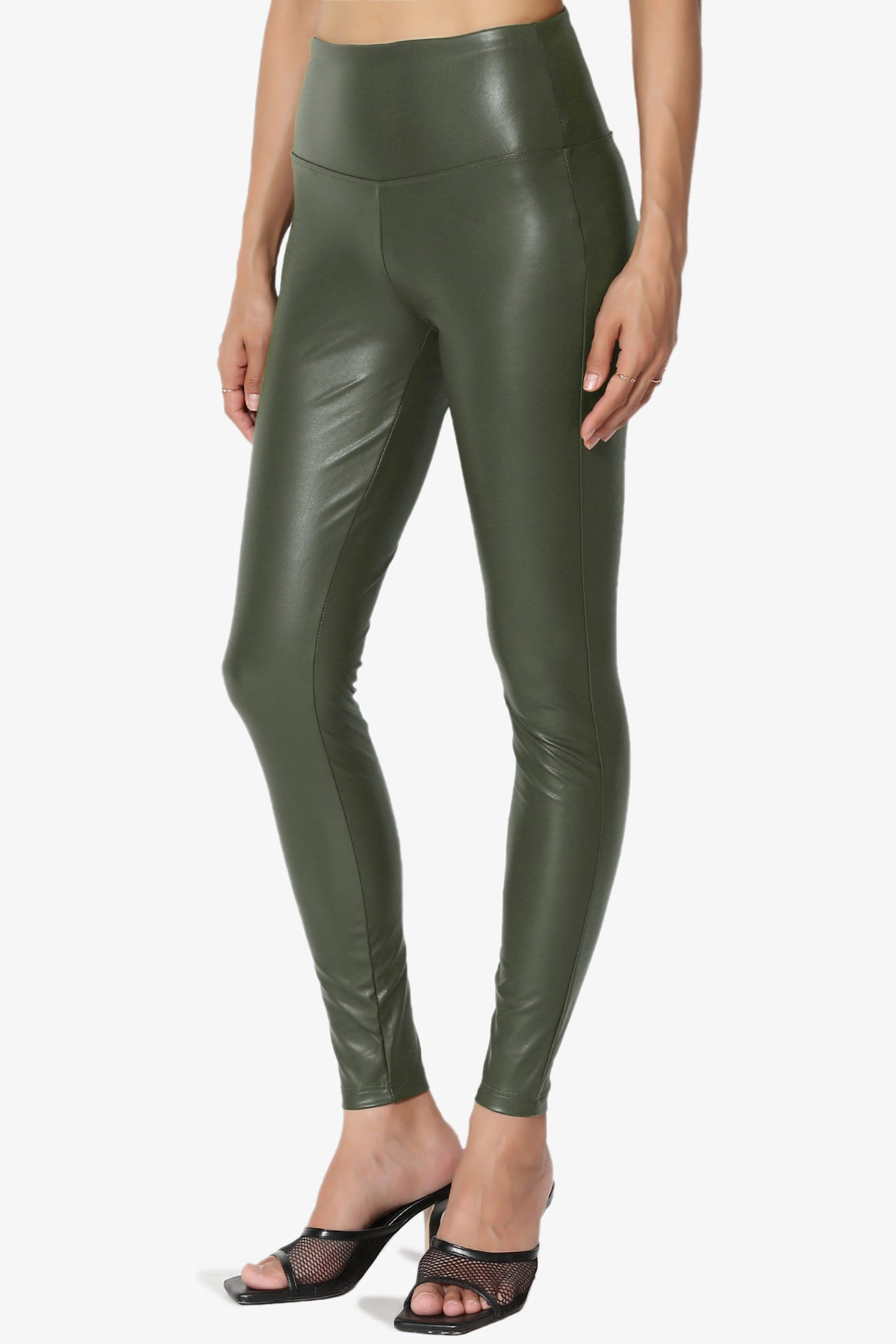 Load image into Gallery viewer, Mayari High Rise Faux Leather Leggings OLIVE_3
