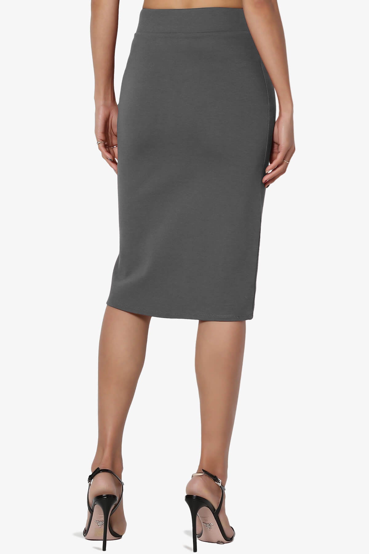 Load image into Gallery viewer, Gisele Ponte Basic Knee Pnecil Skirt ASH GREY_2
