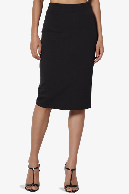 Gisele Ponte Basic Knee Pnecil Skirt BLACK_1